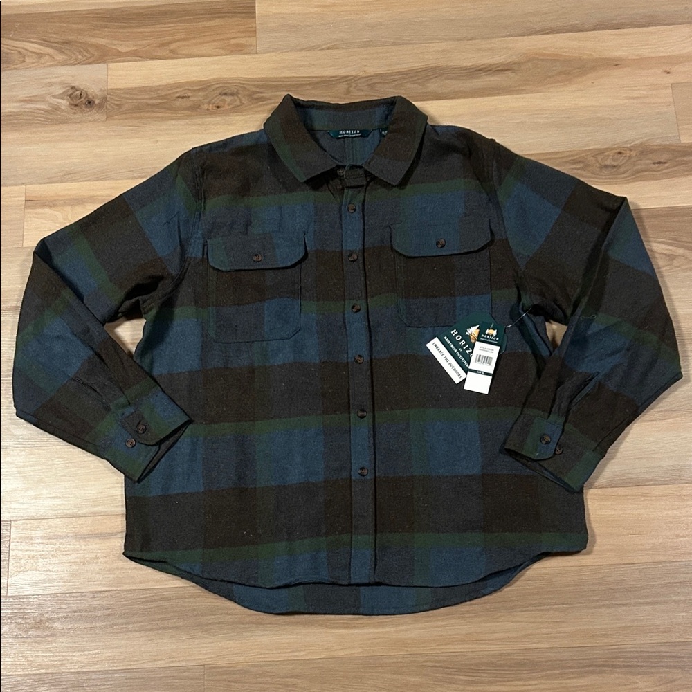 Horizon Plaid Button-Up Shirt in Blue and Brown